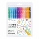 Marker TwinTone kahe otsaga pastell värvid 12tk Tombow