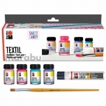 Tekstiilivärvi komplekt Marabu Textil Sweet Candy,4x15ml,pintsel,kontuur