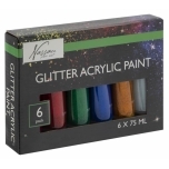 Glitter akrüülvärvid 6tk 75ml Nassau