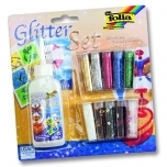 Meisterdamiskomplekt Folia Glitterpulbrid 10tk ja liim